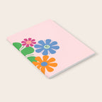 Happy Retro Flowers 60s 70s Smiley Face Colorful Spring Floral on Pink Notebook Gallery Image 2