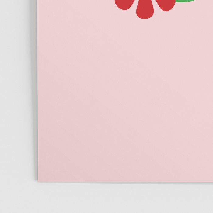 Happy Retro Flowers 60s 70s Smiley Face Colorful Spring Floral on Pink Poster Gallery Image 3