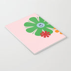 Happy Retro Flowers 60s 70s Smiley Face Colorful Spring Floral on Pink Notebook Gallery Image 3