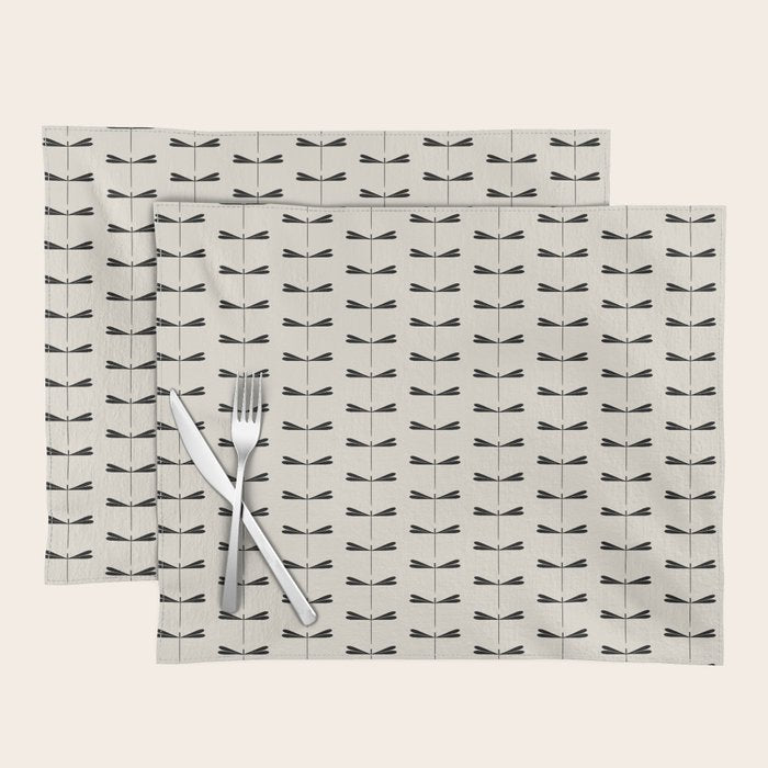 Dragonfly Pattern VIII Neutral Off White Placemat Gallery Image 1
