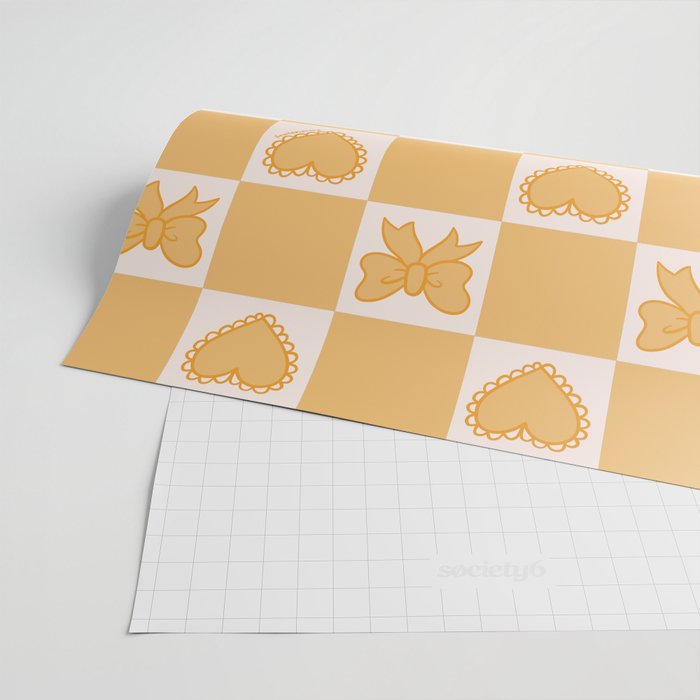 Gold Bow Checkered Print Wrapping Paper Gallery Image 2
