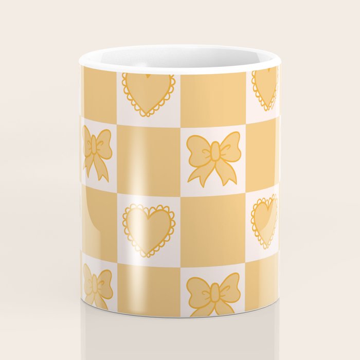 Gold Bow Checkered Print Coffee Mug Gallery Image 4