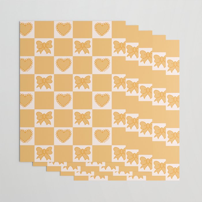 Gold Bow Checkered Print Wrapping Paper Gallery Image 3