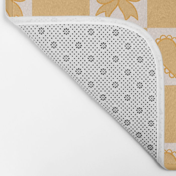 Gold Bow Checkered Print Bath Mat Gallery Image 2