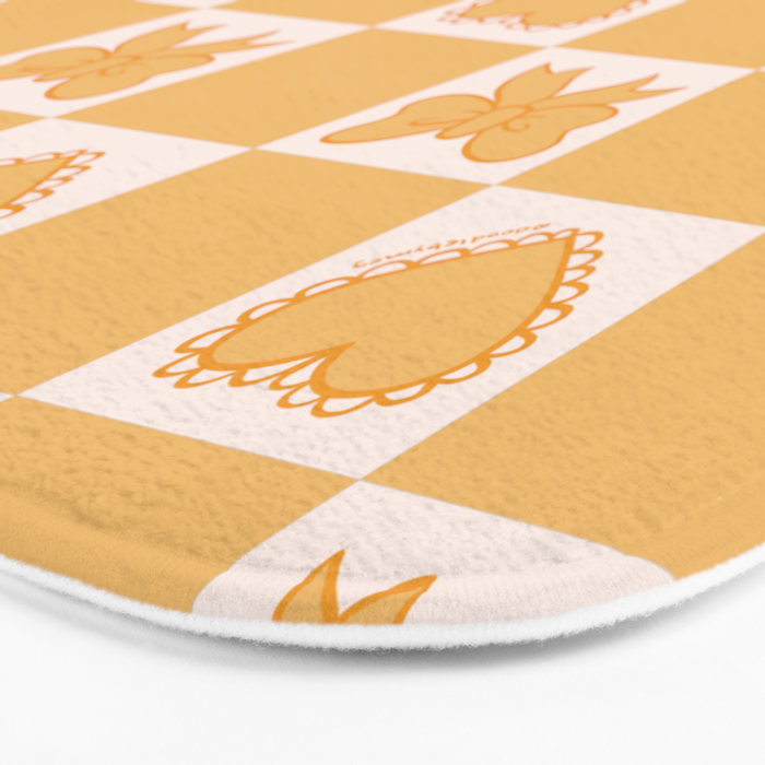 Gold Bow Checkered Print Bath Mat Gallery Image 3