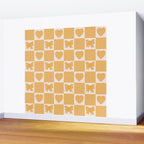 Gold Bow Checkered Print Wall Mural Gallery Image 2
