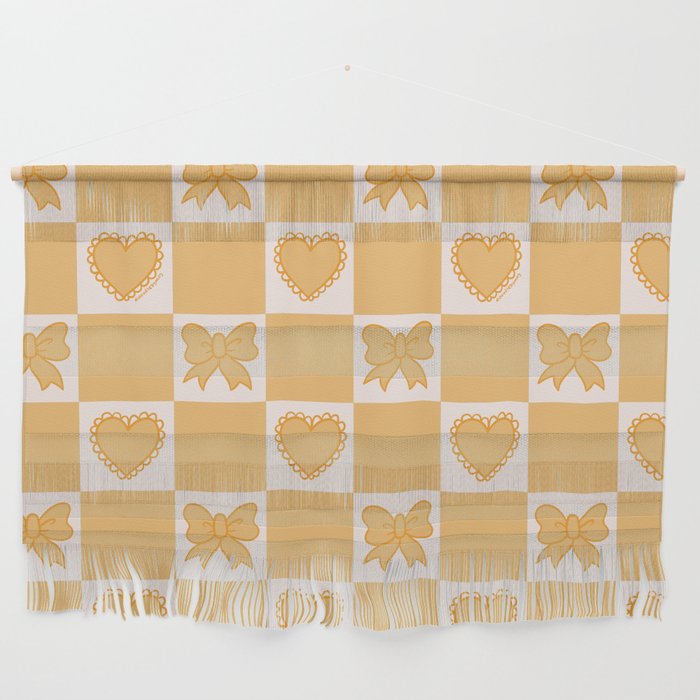 Gold Bow Checkered Print Wall Hanging Gallery Image 1