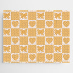 Gold Bow Checkered Print Jigsaw Puzzle Gallery Image 1