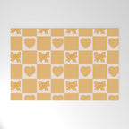 Gold Bow Checkered Print Welcome Mat Gallery Image 1