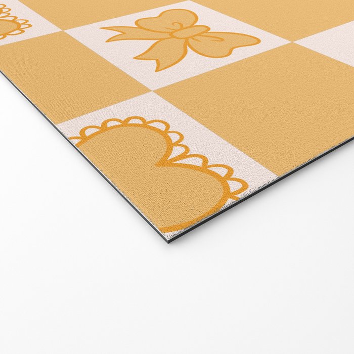 Gold Bow Checkered Print Welcome Mat Gallery Image 2
