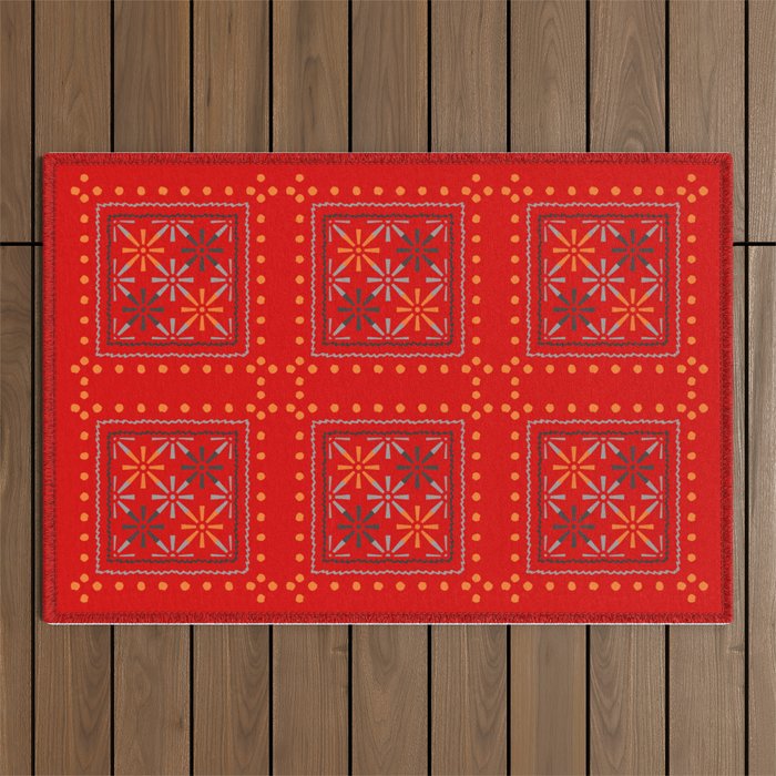 Nativo Red Outdoor Rug Gallery Image 1