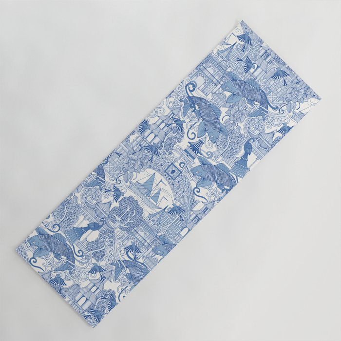 chinoiserie toile blue Yoga Mat Gallery Image 1