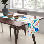 Birds and botanical flowers in a seamless pattern Table Runner Gallery Image 2