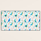 Birds and botanical flowers in a seamless pattern Desk Mat Gallery Image 3