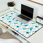Birds and botanical flowers in a seamless pattern Desk Mat Gallery Image 2