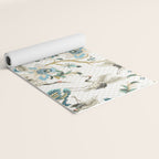 Japanese Ornate Heron Pattern Ivory Silver Blue II Yoga Mat Gallery Image 2