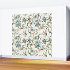 Japanese Ornate Heron Pattern Ivory Silver Blue II Wall Mural Gallery Image 2