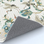 Japanese Ornate Heron Pattern Ivory Silver Blue II Rug Gallery Image 4