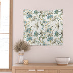 Japanese Ornate Heron Pattern Ivory Silver Blue II Wall Tapestry Gallery Image 2