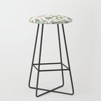 Japanese Ornate Heron Pattern Ivory Silver Blue II Stool Gallery Image 1