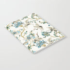Japanese Ornate Heron Pattern Ivory Silver Blue II Notebook Gallery Image 2