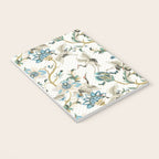 Japanese Ornate Heron Pattern Ivory Silver Blue II Notebook Gallery Image 3