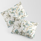 Japanese Ornate Heron Pattern Ivory Silver Blue II Pillow Sham Gallery Image 3