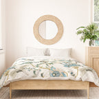 Japanese Ornate Heron Pattern Ivory Silver Blue II Duvet Cover Gallery Image 3