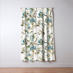 Japanese Ornate Heron Pattern Ivory Silver Blue II Window Curtain Gallery Image 3