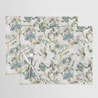 Japanese Ornate Heron Pattern Ivory Silver Blue II Placemat Gallery Image 1