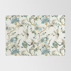 Japanese Ornate Heron Pattern Ivory Silver Blue II Rug Gallery Image 2