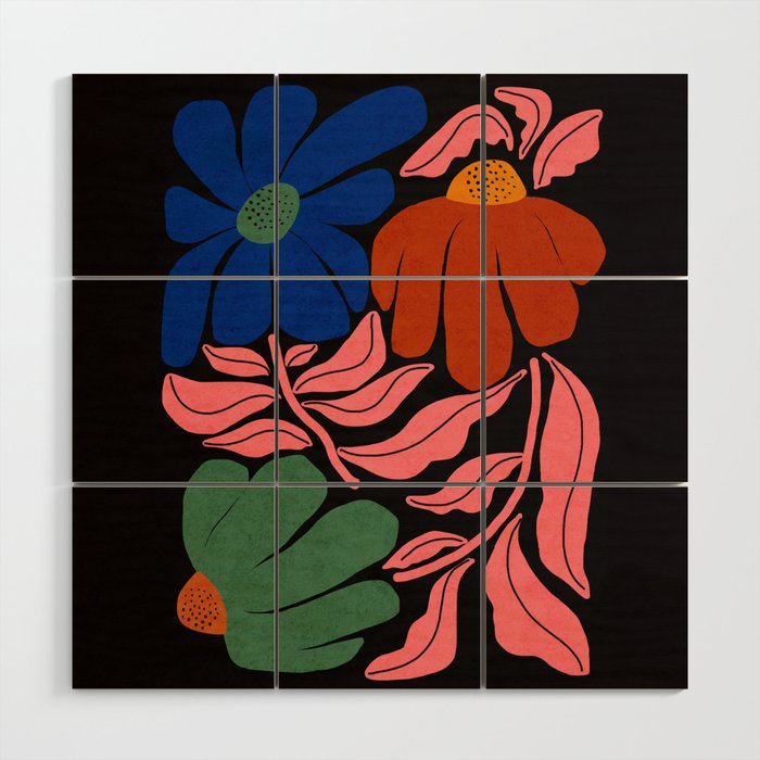 Whimsy Bloom - night Wood Wall Art Gallery Image 1