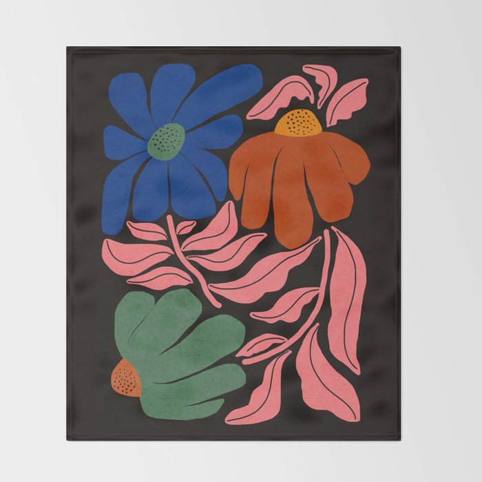 Whimsy Bloom - night Throw Blanket Gallery Image 2