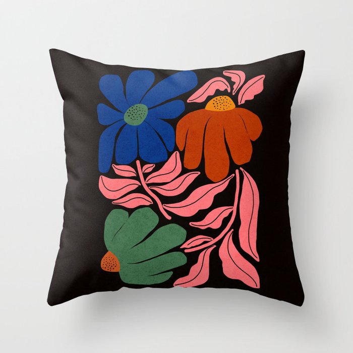 Whimsy Bloom - night Throw Pillow Gallery Image 1