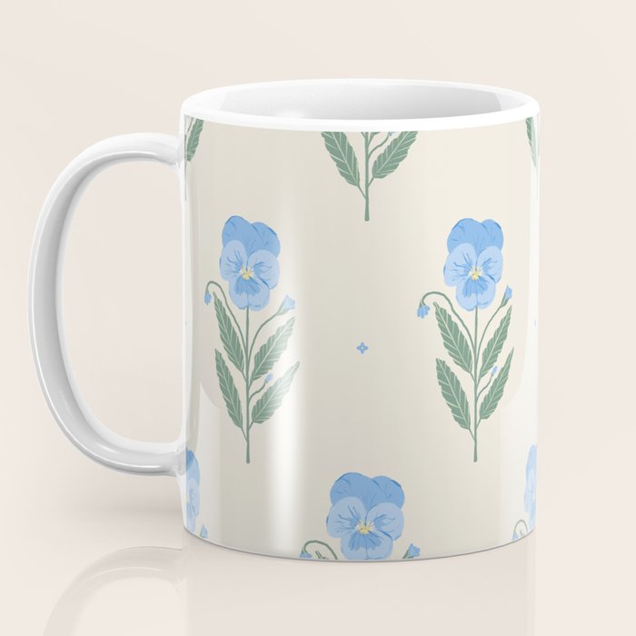 Blue Pansy Floral Repeat Coffee Mug Gallery Image 3