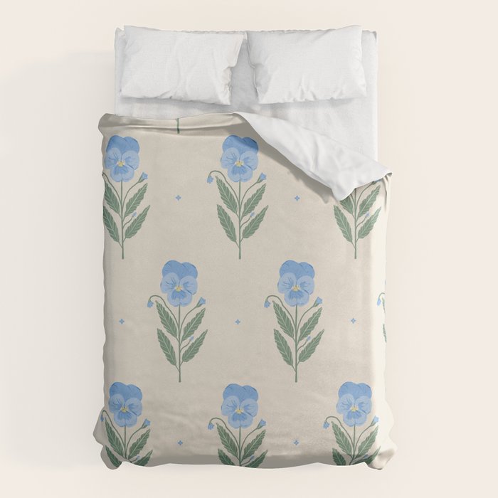 Blue Pansy Floral Repeat Duvet Cover Gallery Image 6