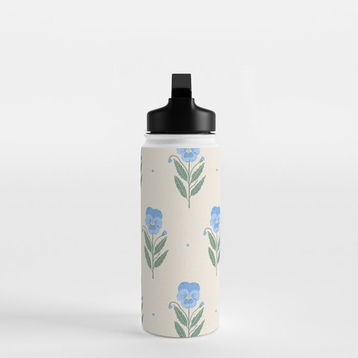 Blue Pansy Floral Repeat Water Bottle Gallery Image 3