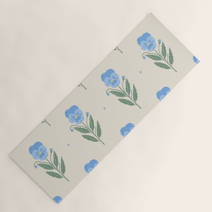 Blue Pansy Floral Repeat Yoga Mat Gallery Image 1