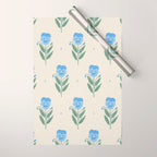 Blue Pansy Floral Repeat Wrapping Paper Gallery Image 1