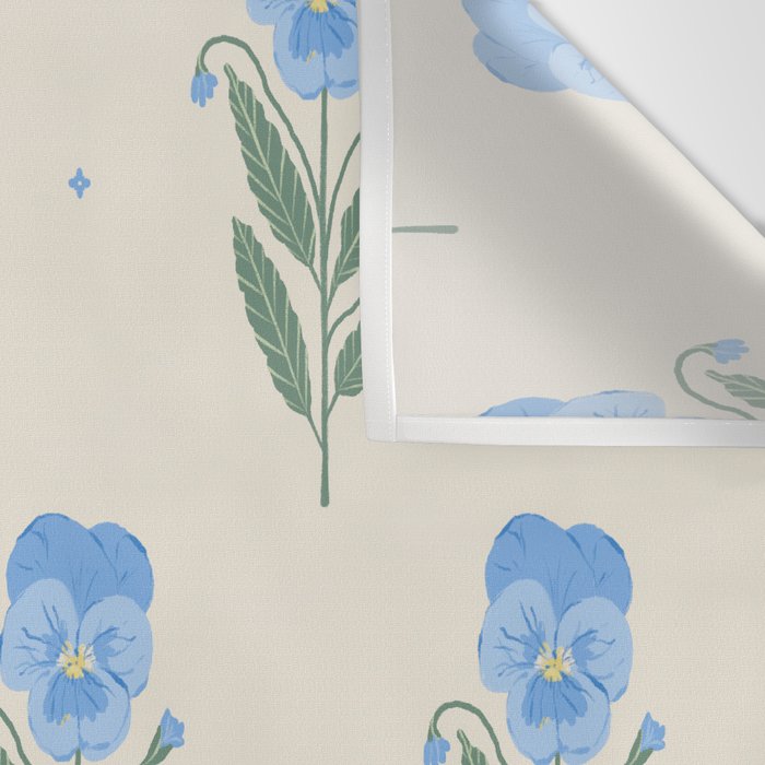 Blue Pansy Floral Repeat Wall Tapestry Gallery Image 3
