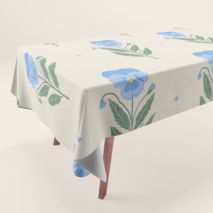 Blue Pansy Floral Repeat Tablecloth Gallery Image 1
