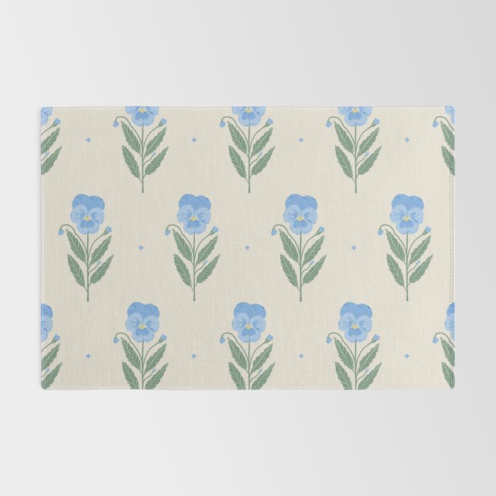 Blue Pansy Floral Repeat Rug Gallery Image 2