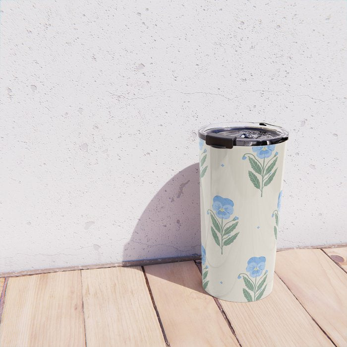 Blue Pansy Floral Repeat Travel Mug Gallery Image 4