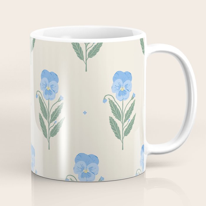 Blue Pansy Floral Repeat Coffee Mug Gallery Image 1