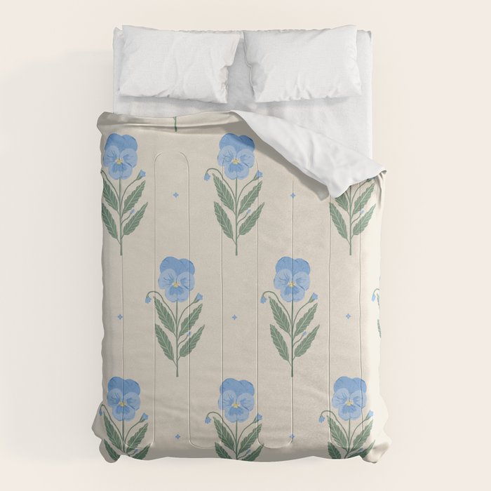 Blue Pansy Floral Repeat Comforter Gallery Image 6