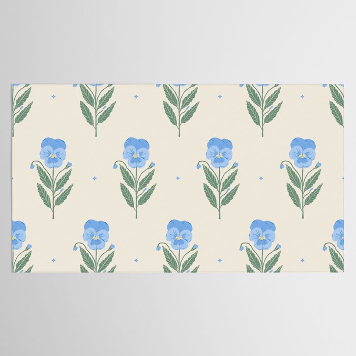 Blue Pansy Floral Repeat Tablecloth Gallery Image 2