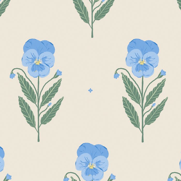 Blue Pansy Floral Repeat Coffee Mug Gallery Image 2