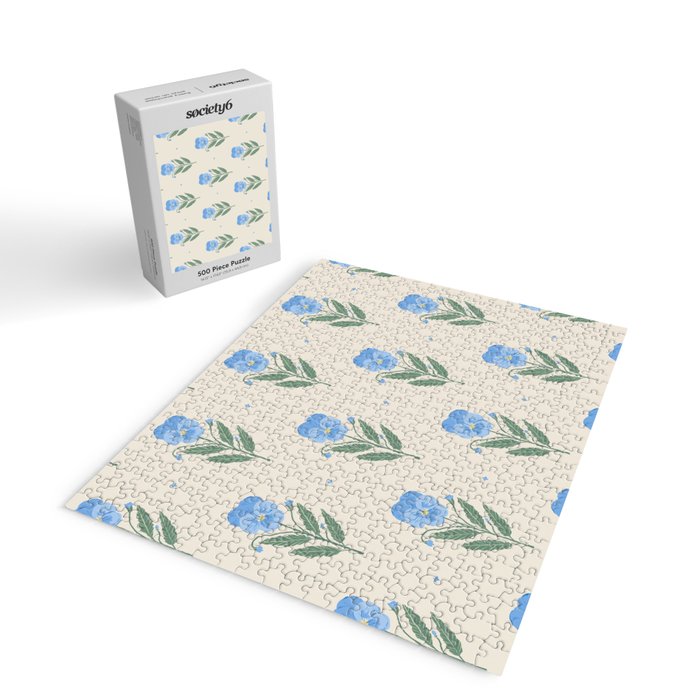 Blue Pansy Floral Repeat Jigsaw Puzzle Gallery Image 2