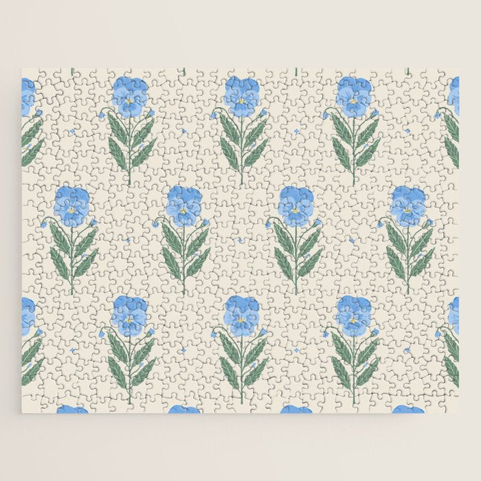 Blue Pansy Floral Repeat Jigsaw Puzzle Gallery Image 1