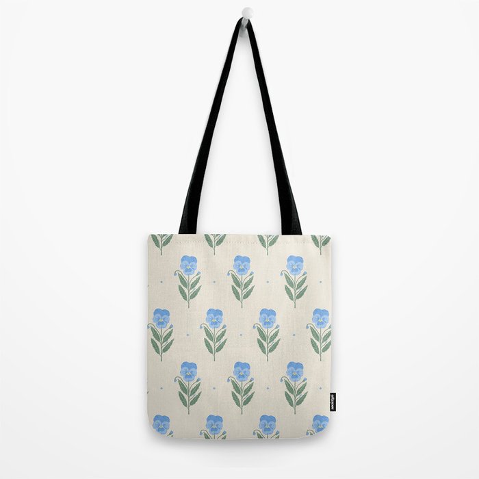 Blue Pansy Floral Repeat Tote Bag Gallery Image 2